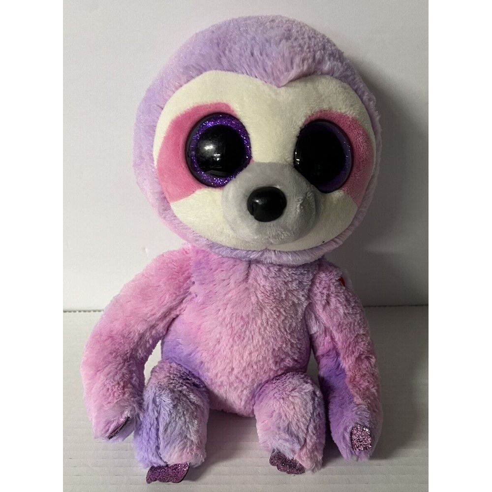 TY Beanie Boos Purple Pink Sloth 9" Dreamy 2019 Glitter Eyes Paws‎